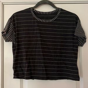 Lululemon stripe crop tshirt cates tee